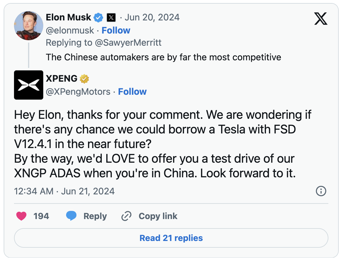 小鵬CEO何小鵬直奔美國試駕,他是這樣評價特斯拉FSD