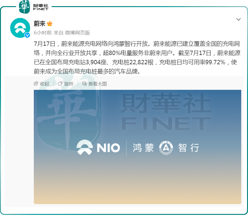 牽手鴻蒙智行,蔚來跳空大漲!