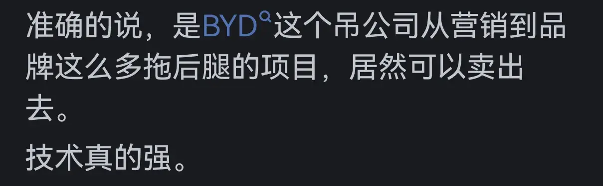 比亞迪拋去銷量光談技術,它在世界上有地位嗎?網友:就剩技術了