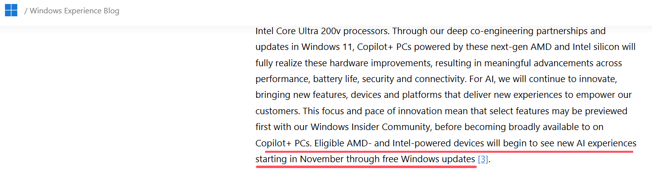 Ryzen AI 300將于11月完成Copilot+ PC認(rèn)證,微軟將推送更新提供支持