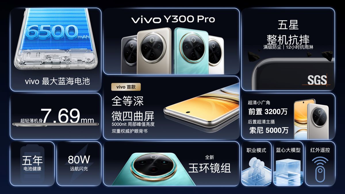 vivo Y300 Pro正式發(fā)布!1799元起,6500mAh超大電池