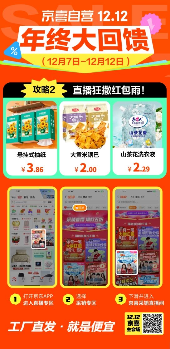 京東“京喜”12.12年終大促:品牌好物5折秒殺